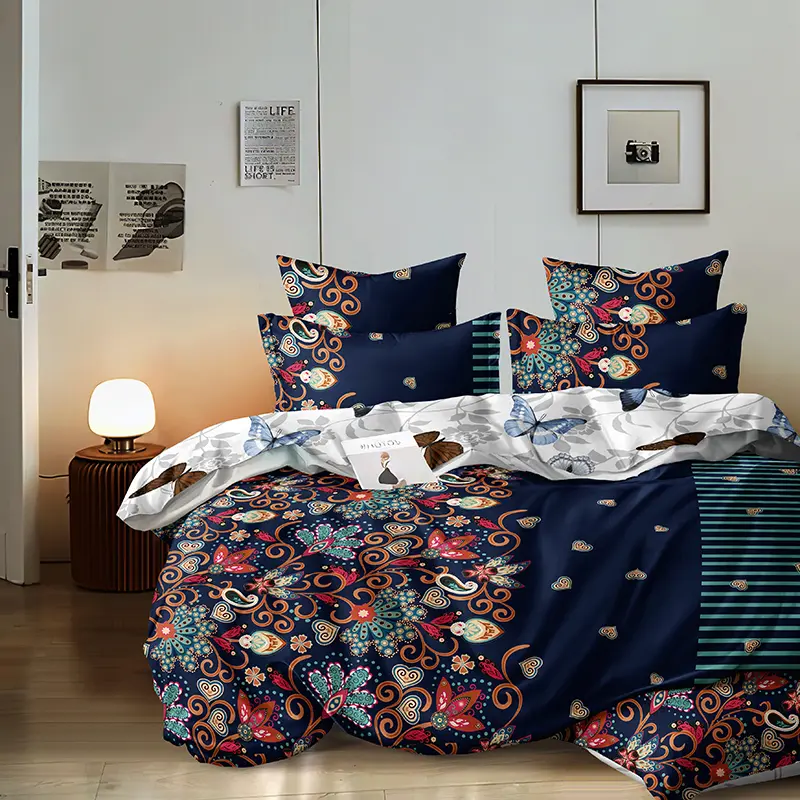 Duvet set (5 pieces): includes 1 duvet cover, 2 pillowcases, and 2 cushion covers; beautiful patterns; suitable for all seasons; bedroom decor; Halloween gift.