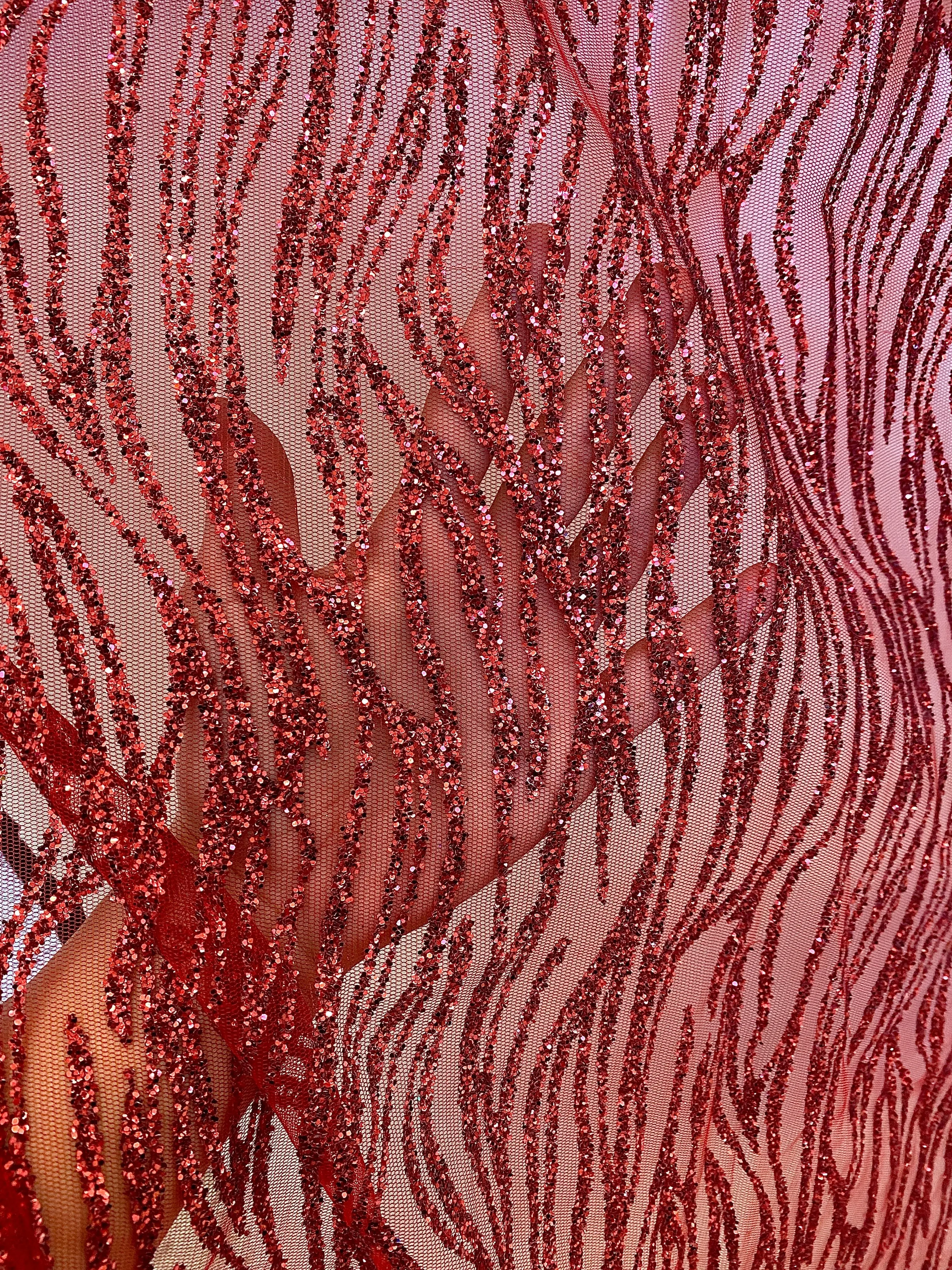 Red Glitter Lace