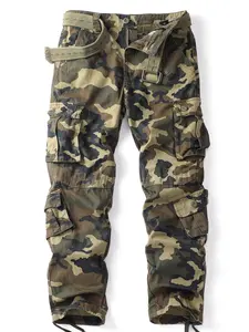 AKARMY Leaf Camo Cargo Pants for Men - Multi-PocketDesign, Breathable Cotton Fabric, Great for OutdoorSports, Activewear (No Belt)
