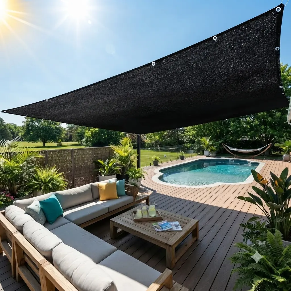 Sun Shade Cloth 10x13ft, 93% UV-Resistant Blackout Mesh Canopy for Patio, Garden, Greenhouse, Backyard, Deck & Outdoor Living, Heavy Duty Shade Net with Reinforced Grommets & Easy Installation