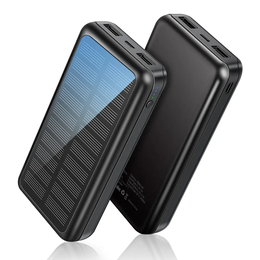 RETMSR 30000mAh High-Power Portable Rechargeable Solar Extended Capacity Battery Power Bank, Dual USB-C Ports Fast Charging Off-Grid Travel Accessory for iPhones, Android Devices (Black),summerwins