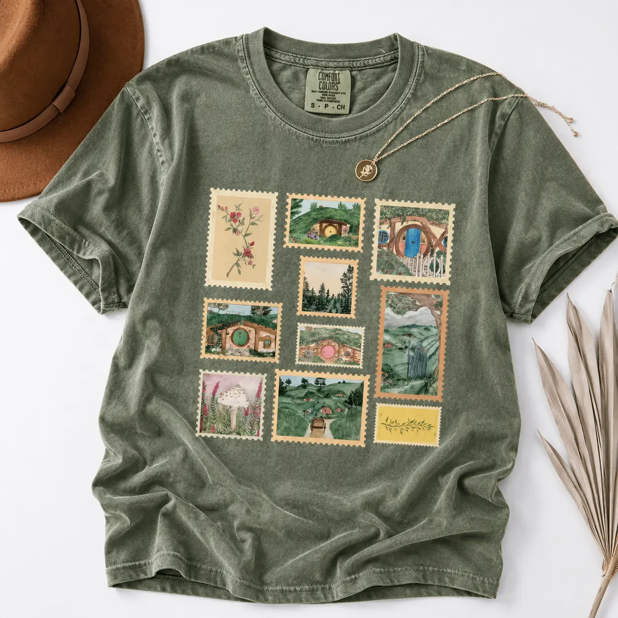 Comfort Colors Tolkien Inspired Fantasy Vintage Tshirt The Shire Vintage Stamp Bookish Fellowship Retro Tee Tolkien Nerdy Fan Gift - Printfamily