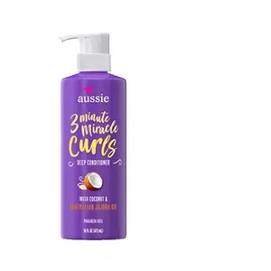 Aussie 3 Minute Miracle Curls Deep Conditioner with Coconut & Jojoba Oil 16 oz - Intense Hydration for Dry Damaged Hair