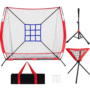 6x6ft Portable Baseball & Softball Net for Hitting,Pitching, Batting and Throwing, with Sturdy Bow Frame,Batting Tee, Ball  and Strike Zone, Middel Size,  for !