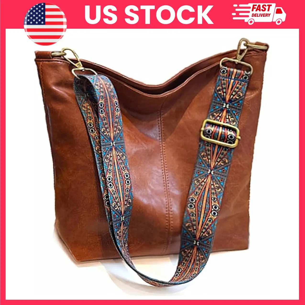 Women’s Hobo Bag, Vegan Leather Crossbody Shoulder Purse with Adjustable Guitar Strap, Zipper Handbag for Work, Shopping & Travel | casual handbag, large capacity purse, travel bag for women, fashion crossbody bag