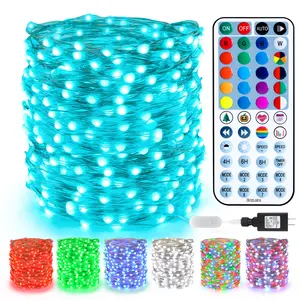 BrizLabs Christmas Fairy Lights - 66ft 200 LED Color Changing Fairy Lights with Remote, Plug-in RGB Rainbow Xmas Twinkle Light Indoor Purple Orange Starry Light for Xmas Halloween Home Party Wedding，Valentine's Day