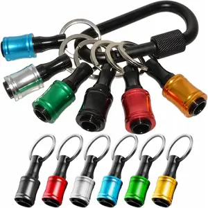 6Pcs Upgrade Bit Holder Keychain 1/4" Hex Shank Aluminum Alloy Screwdriver Bits Holder Light-weight Quick-change Extension Bar Drill Screw Adapter Change Portable for Power Drill Bit Extensions Hardware Hand Tools