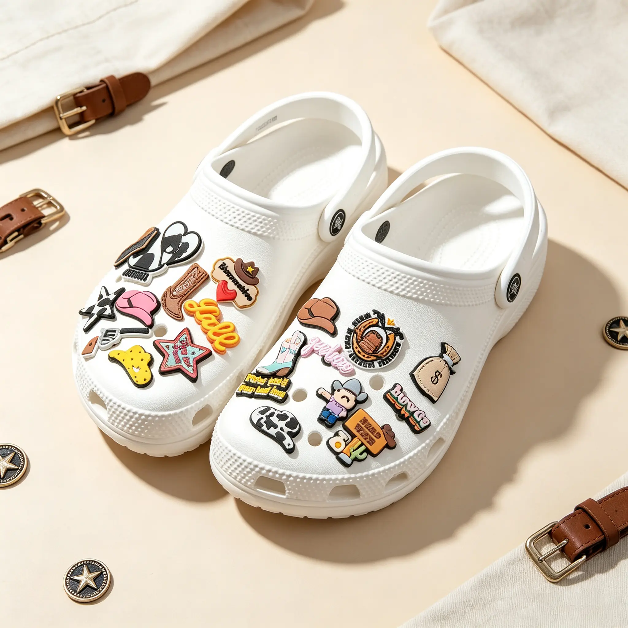 24 Pcs Shoe Charms  For Crocs Cowboy PVC  Diy Clog Charms The Perfect Choice for Party Favors / Birthday/New Year / Christmas/ Halloween Gifts