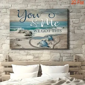 1 piece "We & I" beach scene canvas print – romantic wall art for couples, ideal for bedroom and living room decoration, perfect gift for anniversaries or weddings, wrapped canvas frame, serene coastal design, 2D flat, ideal choice for room decoration