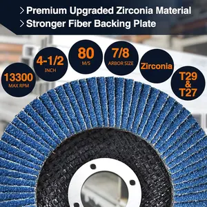 24-Pack Flap Disc, 4-1/2" x 7/8", Zirconia Grinding Wheel 40/60/80/120 Grit T29 & 40 Grit T27 Angle Abrasive Sanding Disc with Etched Grit Number Indication, 80pcs Emery Cloth Per Disc Multi-Size Rust Removal Stripping Discs