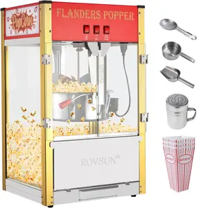 ROVSUN Popcorn Machine with 12/16 Ounce Kettle, Countertop Popcorn Maker Commercial Popcorn Machine w/Stainless Steel Scoop, Oil Spoon & 3 Popcorn Cups for Home Movie Theater