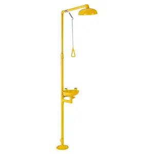 Emergency Shower Eye Wash Station, 34.25x 15.75x 91.73 Inch 304 Stainless Steel Eyewash and Shower Combination, OSHA-Approved First Aid Eye Wash Station, for Schools, Labs, Factories, Yellow