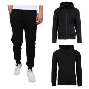 Men's 2 Piece Fleece lined Pullover Hoodie, Zippered Hoodie And Jogger Pants Set casual hoodie