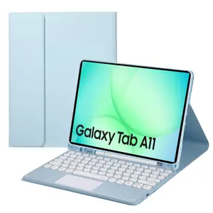 Touch Keyboard Case for Samsung Galaxy Tab A11 8.7 Inch 2025 and Galaxy Tab A9 8.7Inch 2023 - Soft TPU Cover with Detachable Bluetooth Touch Keyboard