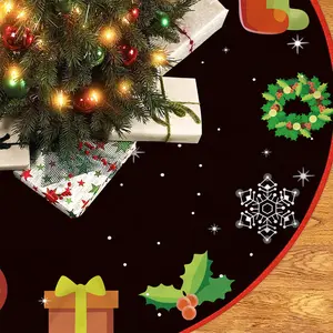 Christmas Tree Skirt Decoration, Printed Christmas Base Cover Apron Rug, Festive Holiday Decor, Casual Style, 1 Piece, Christmas Ornaments