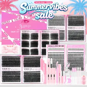 1940 Pcs Eyelash Cluster for Eyelash Extensions, D-Curvature Eyelash Cluster Kit, with Bottom /Bunny/ Wispy/3DEffect/30D/40D/50D/60D/80D/100D Mixed Style Volume Lash Cluster Kit,with Bond and Seal、Remover、Tweezers、Eyelash curlers、Eyelash Brush DIY at Home