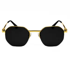 PARAGON – Half-Rim Gold Unisex Sunglasses, Noir Tint