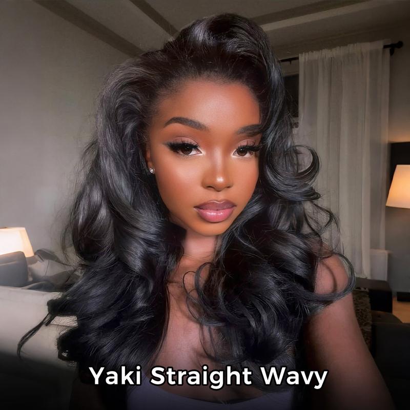 [3 In 1 Half Wig] OQ HAIR Kinky Straight Half Wig Yaki Straight Wavy Easy Wear Go Wig No Glue With Drawstring Invisible Hairline Butterfly Cut Human Hair Glueless Wigs