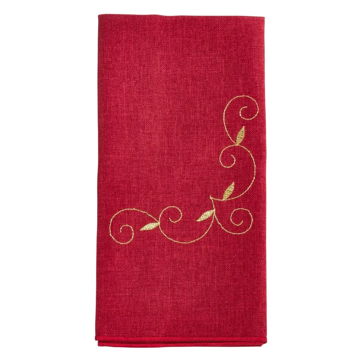 Square Embroidered Holiday Tableware Napkins - 20x20 in, Burgundy, Set of 4