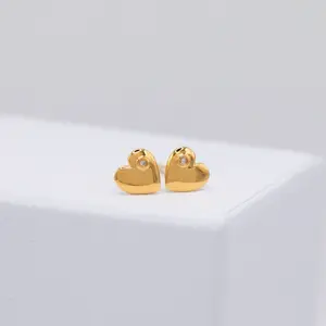 Diamond Heart Stud Earrings