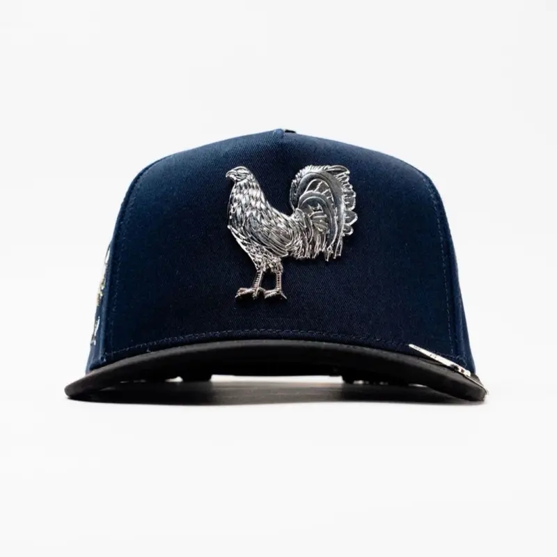 Gallo Navy Blue/Black Silver Pin 2.0 Snapback Hat with Rooster Embroidery