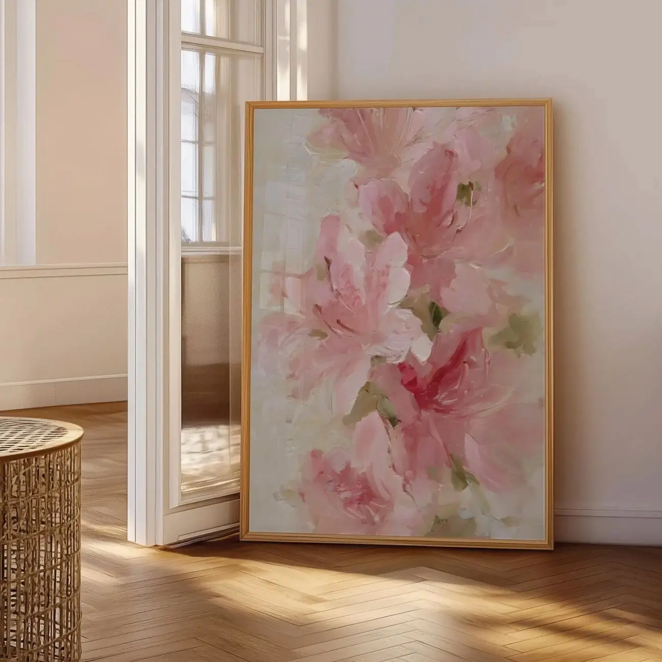 Pink Lily Flower Poster, Botanical Wall Art, Large Floral Print, Modern Living Room Decor | Framless Poster S