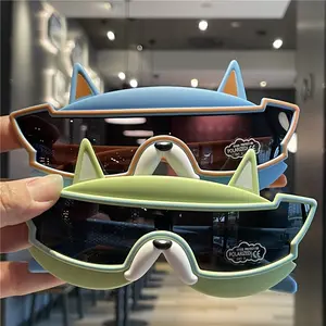French Bulldog One-piece Lens Sunglasses Soft Silicone Boys' Cool Sunglasses Baby Polarized Glasses Cartoon Puppy