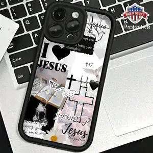 Cross Pattern Phone Case, Anti-Drop Shockproof Phone Protective Cover, Phone Accessory Compatible with iPhone 7 8 X 11 12 13 14 15 Series Black Cellphone