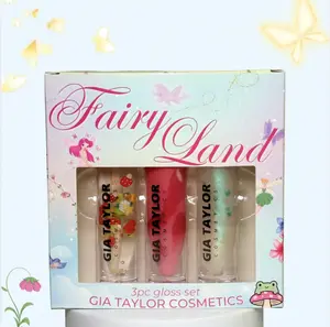 Fairyland 3pc Lipgloss Set / Rosetta Strawberry Cake, Pixie Lime Marshmallow, Fairy Ring Sweet Berries / Vegan Cruelty Free Hydrating Non-Sticky Moisturizing Pink Gloss