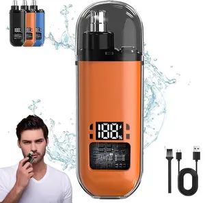 Mini Trimmer for Nose and Ear Hair, 14000 RPM, IPX7 Waterproof, Dual Edge Blades, Type-C Charging, Digital Display, Portable Design, Safe Efficient