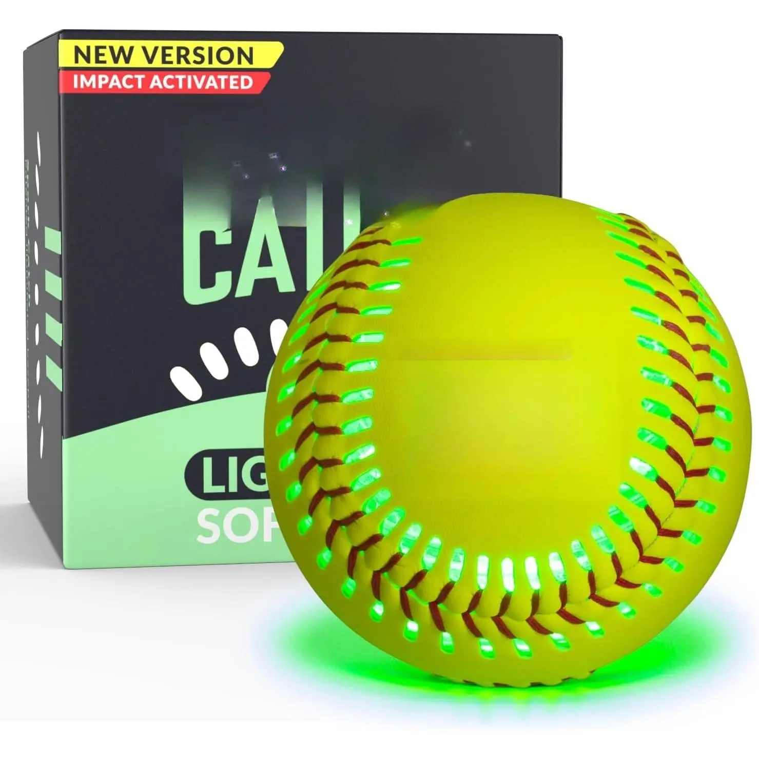Light Up 12" Glow in The Dark Fastpitch Softball for Girls, Teens, and Players (Neon Green)