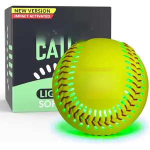 Light Up 12" Glow in The Dark Fastpitch Softball for Girls, Teens, and Players (Neon Green)