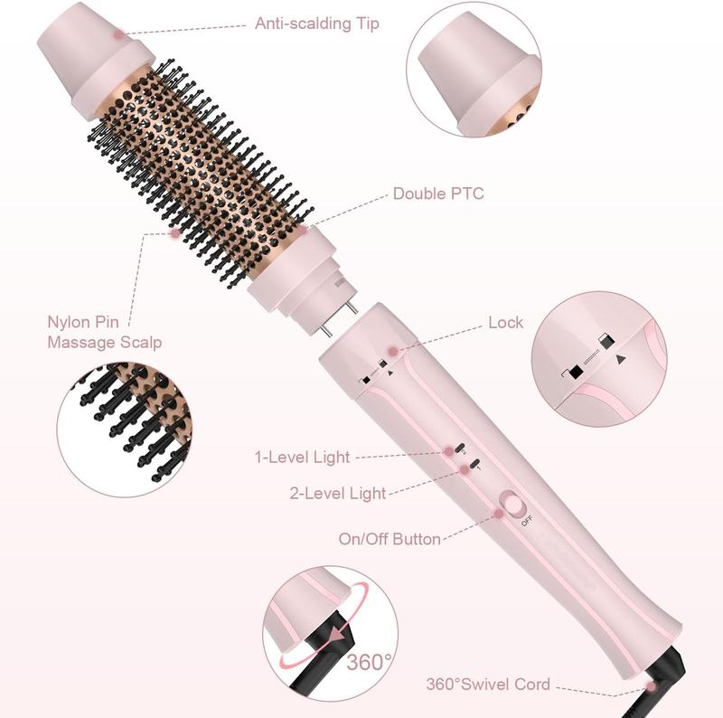 【NEW】3-in-1 Thermal Styling Brush: Heated Round Brush & Volumizer in 1 | 60s Heat Up, Dual Voltage, Safe for Travel