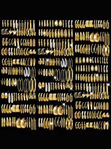 Vintage Elegant Women's Metal, 12/24/36/48/60/72 Pieces, Daily Wear & Party, Holiday Gift, Random Shipping, Gold Earrings Set