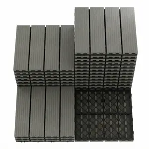 Garvee All-Weather interlinked Composite Deck Tiles 12"x12" – Waterproof Outdoor & Indoor Patio Flooring – Wood Grain Plastic Pavers for Balcony, Porch, Pool, Garden, Backyard – Grey – 27PCS/Set