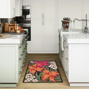 Lush Decor FRONTPORCH Indoor/Outdoor Hand Tufted Synthetic Blend Durable Mat - Transitional Graphic Botanical Floral Colorful   (Tropica)