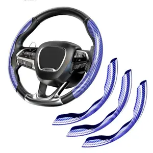 2-4 pcs Clip on Car Steering Wheel Booster Cover Anti-Skid, Carbon Fiber Pattern Design Non Slip Protector Car Auto Interior Decoration Accessories, Universal for 15" Diameter 37-38 cm Car SUV Sedan Coupe