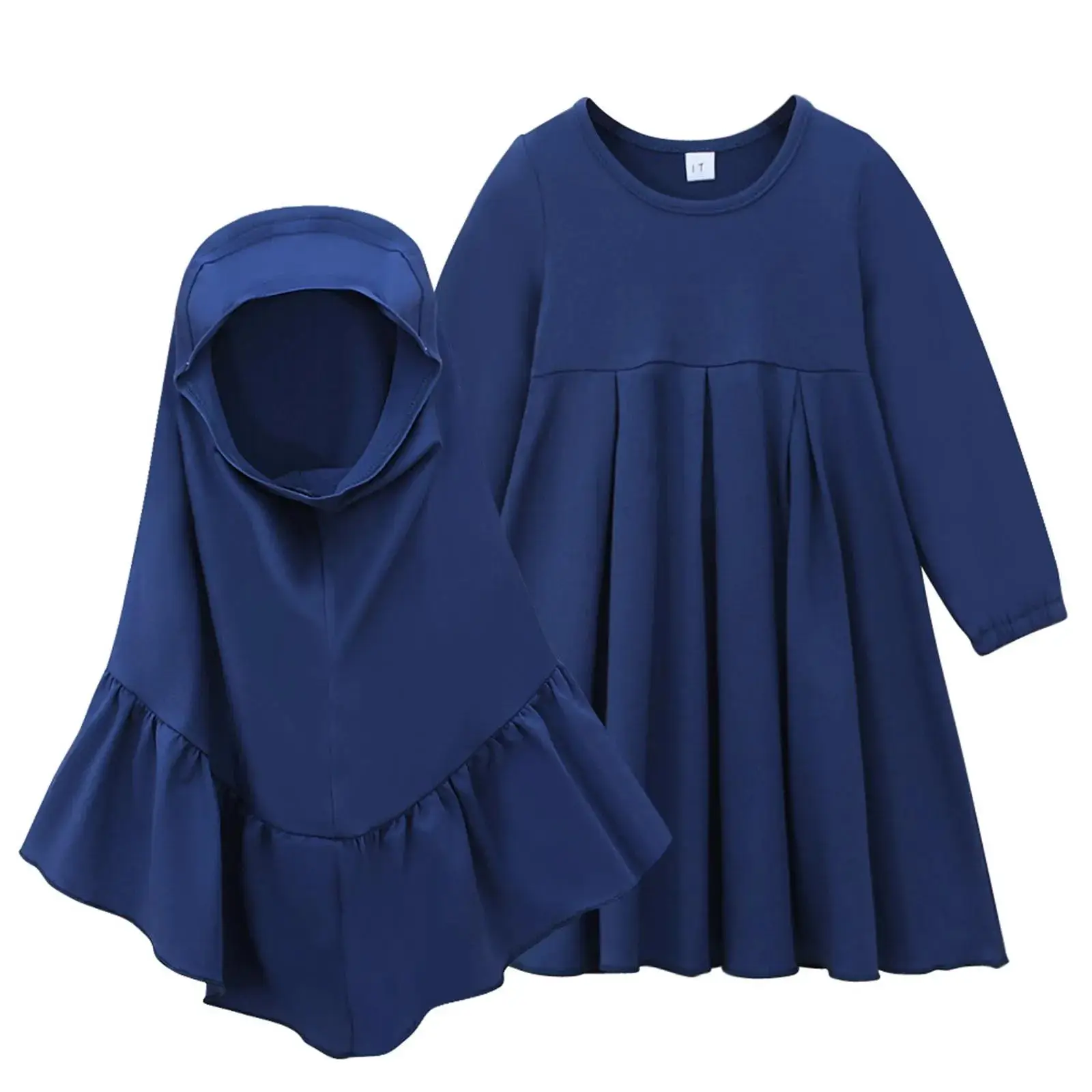 Muslim Dress Kids Girls' Ramadan Abaya Hijab Full Length Maxi Robe Little Kids Toddler Girls Dresses Turkish Kaftan Ramadan Eid