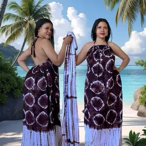 Backless Dera set with  scarfs High Quality Women's Casual Dress with Halter Neck and Sleeveless Design for Summer