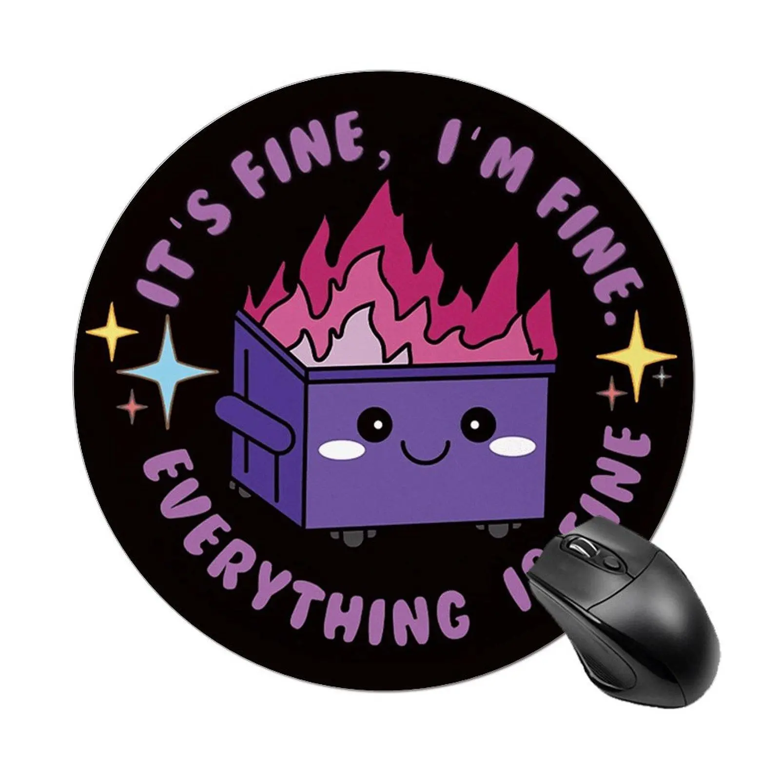 Dumpster on Fire Round Mouse Pad, Thickened Mouse Pad with Mouse, Non-slip Rubber Mouse Pad, Desk Accessories, Colleague Gift, Office Gift