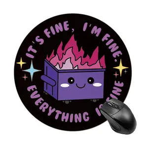 Dumpster on Fire Round Mouse Pad, Thickened Mouse Pad with Mouse, Non-slip Rubber Mouse Pad, Desk Accessories, Colleague Gift, Office Gift