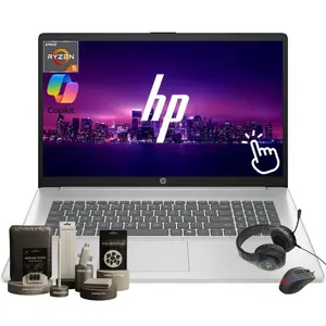 HP Flagship 17 Inch Touchscreen Business Laptop 17.3 Anti glare HD+ Display AMD Ryzen 5 7430U 8/16/32GB RAM,256GB/512GB/1TB/2TB SSD, Windows 11 Pro with Copilot AI Wi Fi 6 Fast Charge Numeric Keypad,w/Accessories