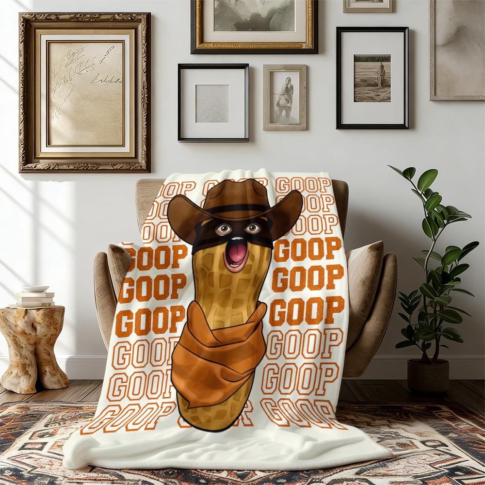 Goop Goop Cowboy Peanut Viral Meme Print Flannel Blanket Cooling Blanket Homegoods Soft Cozy For Bedroom Living Room Sofa For Meme Fans Western Lovers Perfect Gift Suitable for giving as gifts to friends, parents and children
