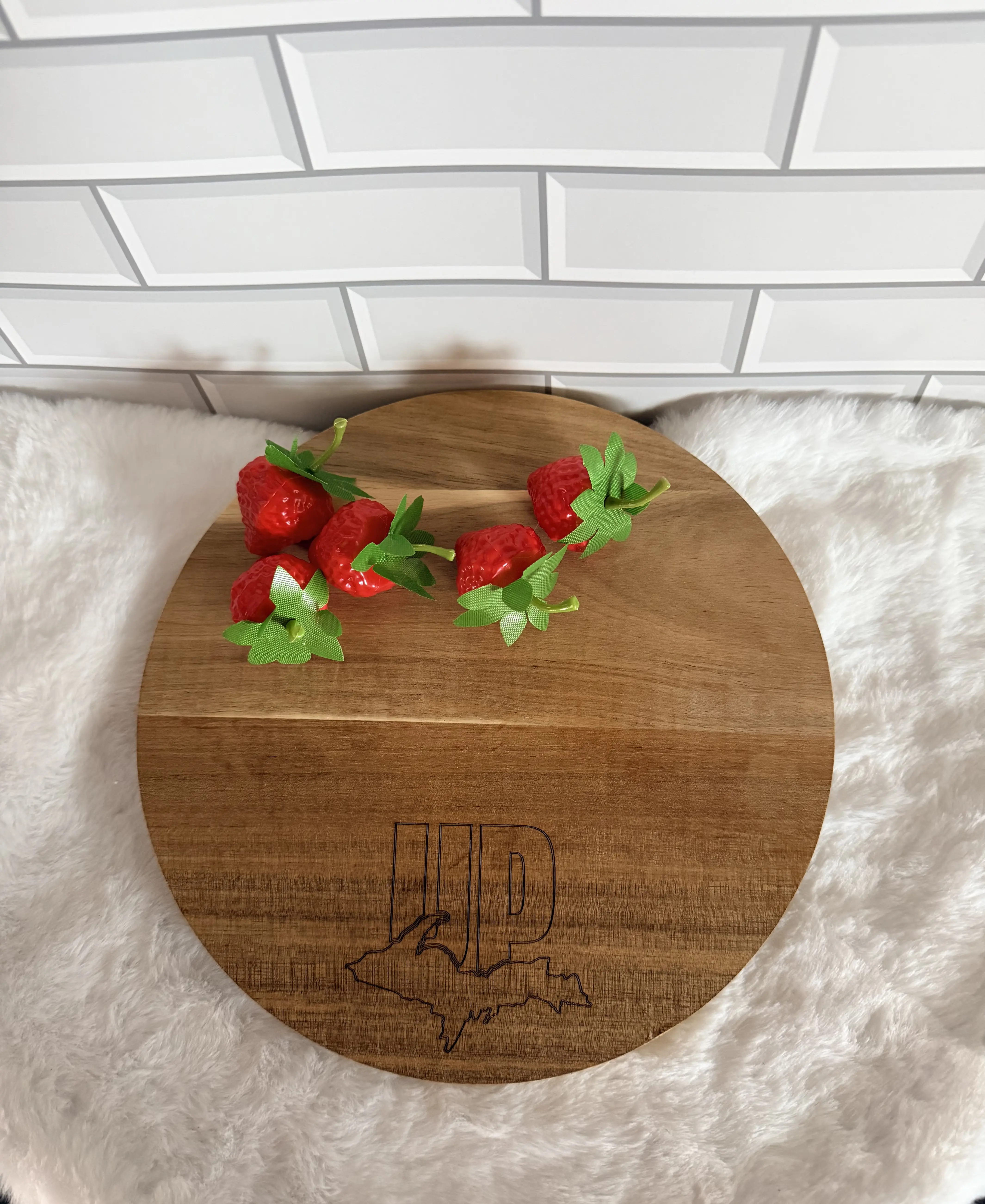 Round Bamboo Round Cutting Board With UP Engraved