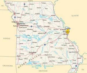 Map of Missouri MO - Reference Map - Peel and Stick Wall Decal