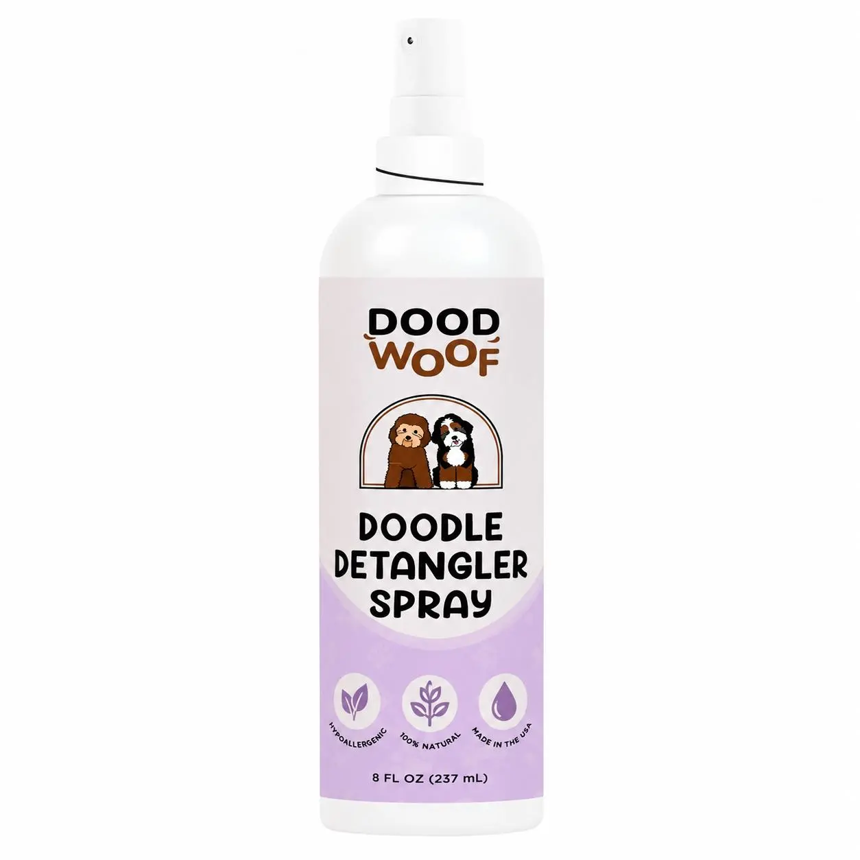 Dood Woof Dog Detangler  Spray for Doodle - All Natural, No Silicone, No Paraben, No SLS - Goldendoodle, Bernedoodle, Poodle Puppy Demat