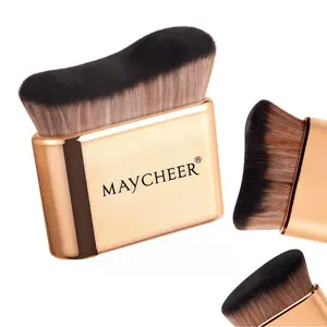 MAYCHEER Kabuki Brush, Dual-Use Makeup & Self-Tanning Brush for Face & Body (Pink Gold)