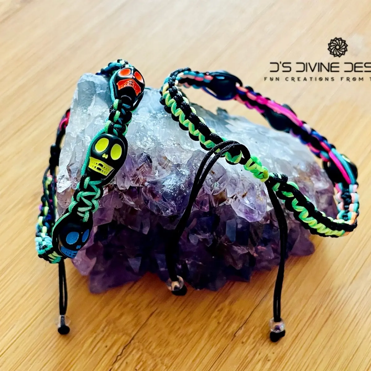 Colorful Neon Skull Bracelet Adjustable