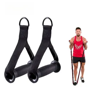1 Pair Gym Cable Machine Handle Set Exercise Attachments for Resistance Band Cable Machine Bicep Tricep Gym Attachments Grip Handle