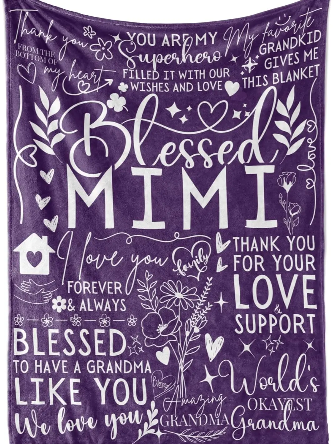 Mimi Super Soft Flannel Blanket - 65x50in Anti-Static Vibrant Print, Easy-to-Clean, Versatile Size Options, Fluffy Breathability Bed Warmer All Season Body-Warming Bedding Throw for Grandma, Fluffy Blankets, Breathability Blankets
